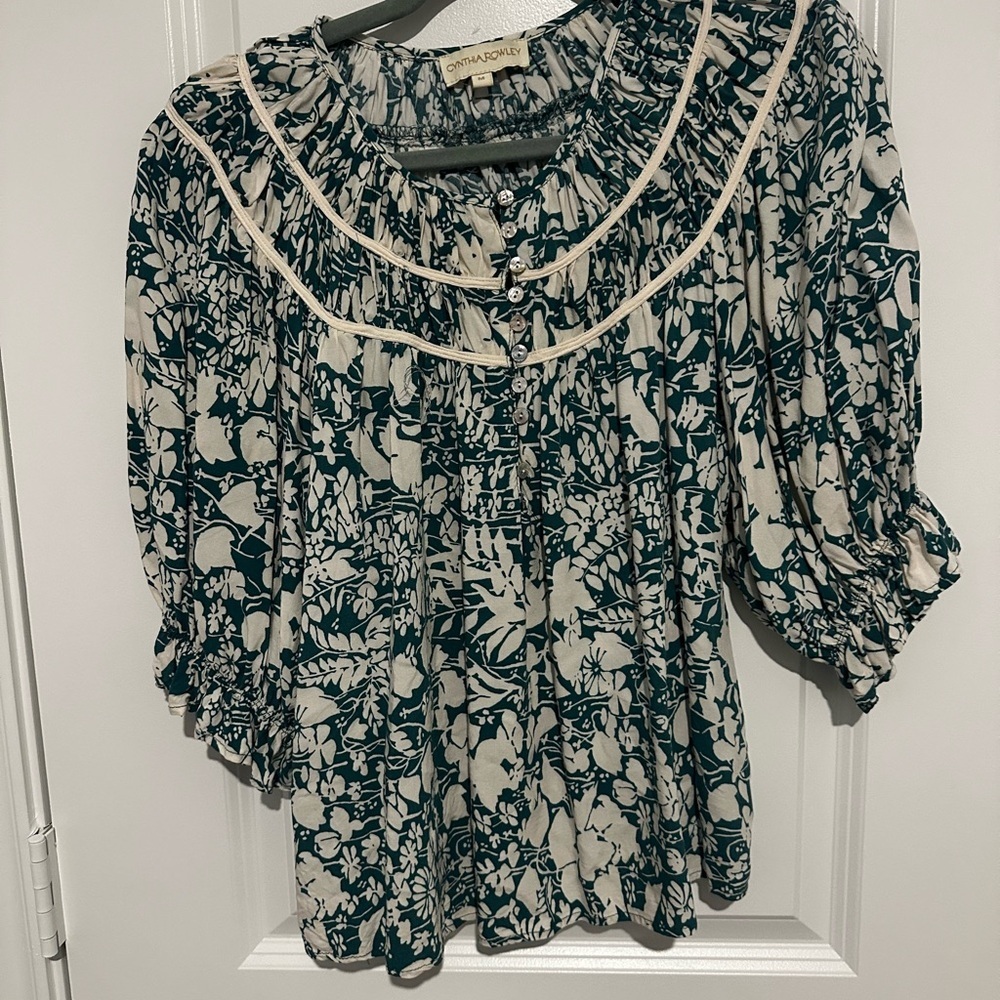 Cynthia Rowley Floral Half Sleeve Blouse